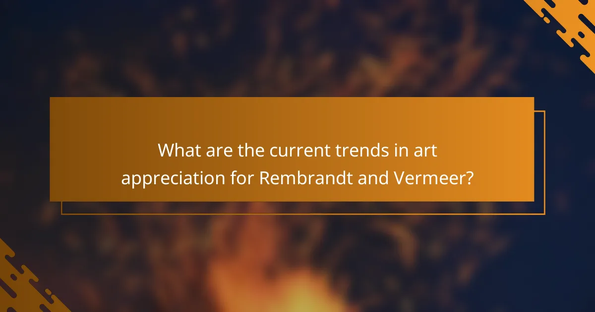 What are the current trends in art appreciation for Rembrandt and Vermeer?